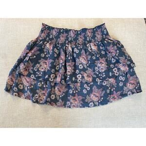 Natural Life XS / S Floral Tiered Mini Skirt Boho Western Festival Rayon Smocked